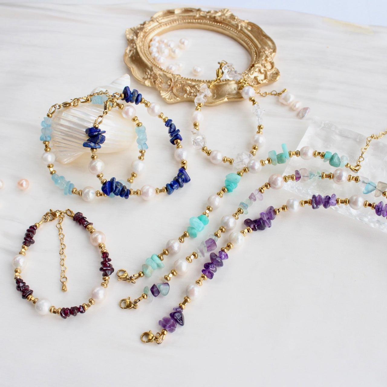 Melissa | Amethyst mit Perle Armkette - JK Jewelry & Accessories
