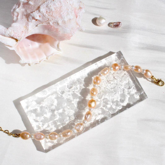 Selena|Orange Barockperlen & weisse Perlen Armkette - JK Jewelry & Accessories