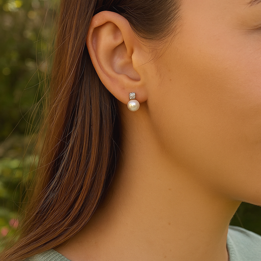 Quadratischer Zirkonia mit Perle - JK Jewelry & Accessories