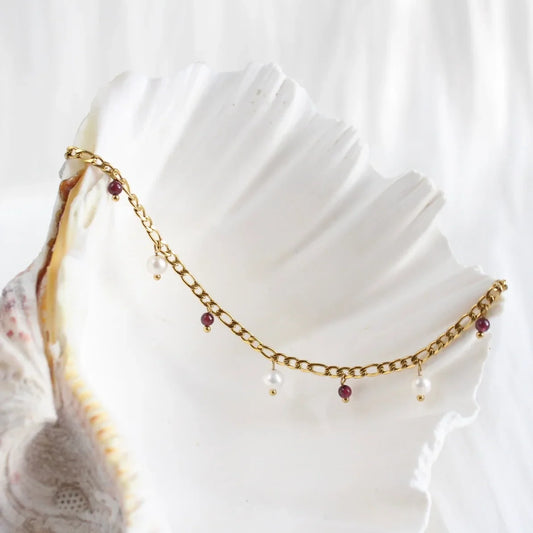 Sasha|Violetter Granat & Perlen Armkette