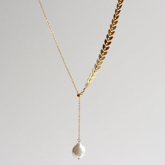 Camila | Y-Kette mit Ähren & Barockperle - JK Jewelry & Accessories