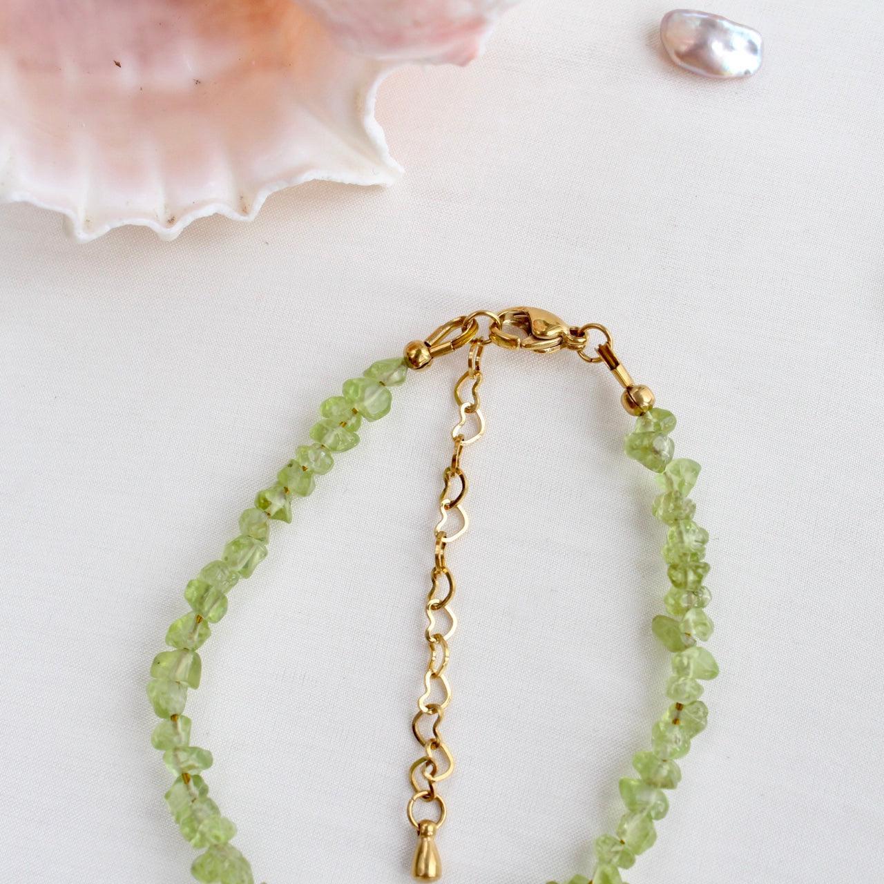 * Miley | Chain de péridot et de bras perlé irrégulier