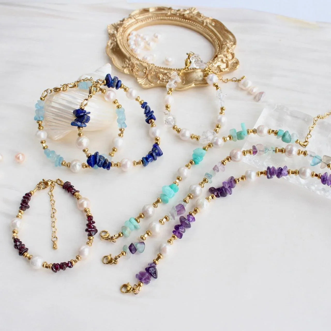 Melissa | Klarer Quarz mit Perle Armkette - JK Jewelry & Accessories