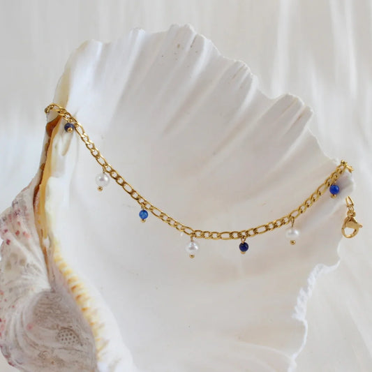 Sasha|Lapis Lazuli & Perlen Armkette