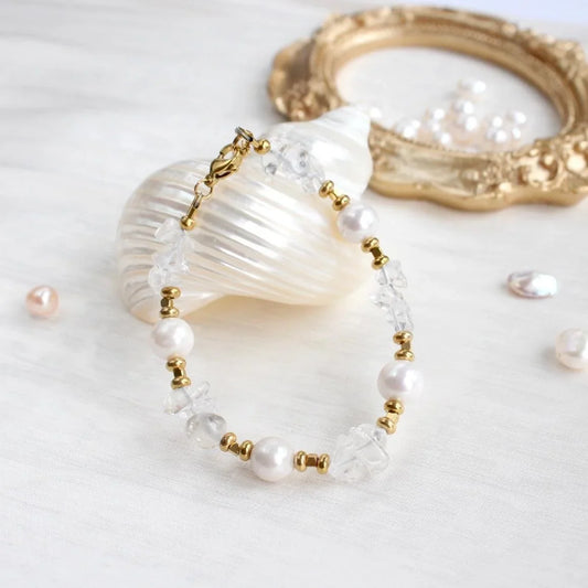Melissa | Klarer Quarz mit Perle Armkette - JK Jewelry & Accessories
