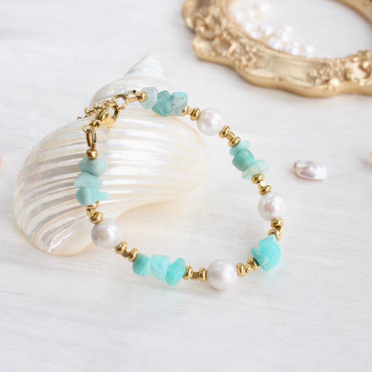 Melissa | Amazonit mit Perle Armkette - JK Jewelry & Accessories