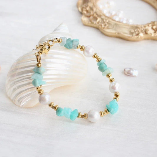 Melissa | Amazonit mit Perle Armkette - JK Jewelry & Accessories