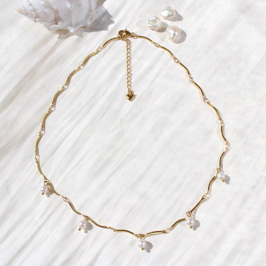 Maisy | Weisse Mini-Perlen & filigrane Gliederkette - JK Jewelry & Accessories