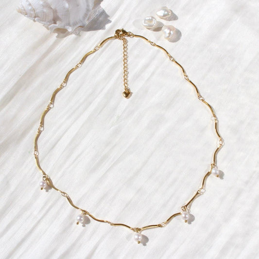 Maisy | Weisse Mini-Perlen & filigrane Gliederkette - JK Jewelry & Accessories