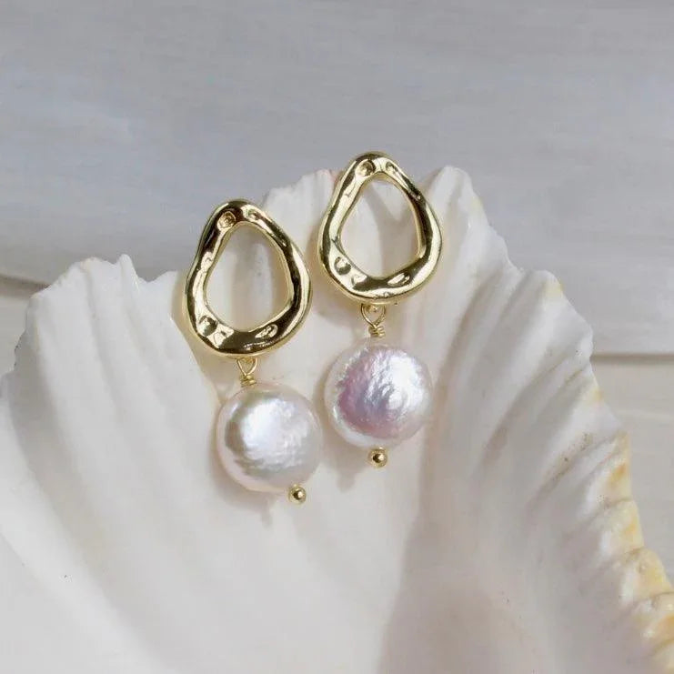 Kaitlyn|Abstrakte Goldringe mit Knopfperlen - JK Jewelry & Accessories