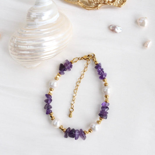 Melissa | Amethyst mit Perle Armkette - JK Jewelry & Accessories