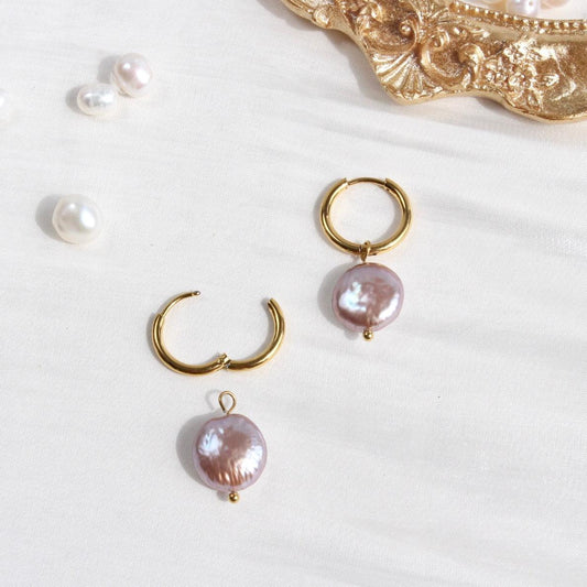 Vienna|Klassische Creolen mit lila Knopfperlen - JK Jewelry & Accessories