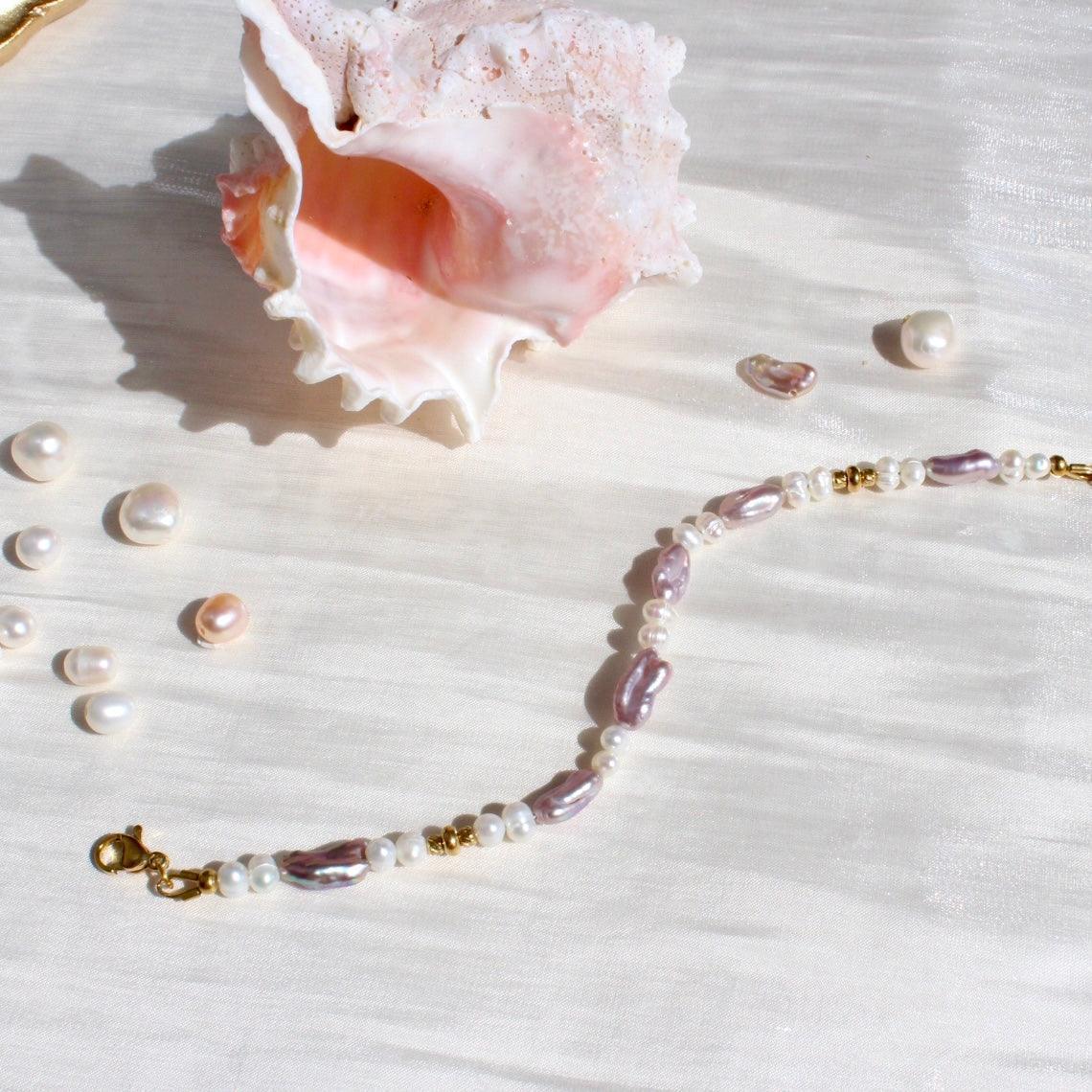 Danna|Unikate Lila Barockperlen Armkette - JK Jewelry & Accessories
