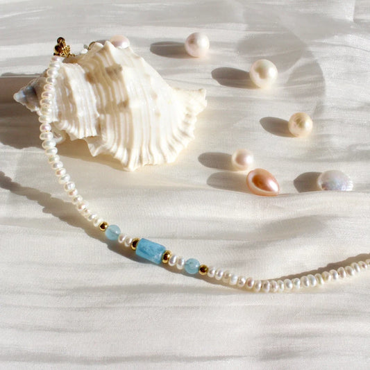 Bianca | Aquamarin mit zarter Perle