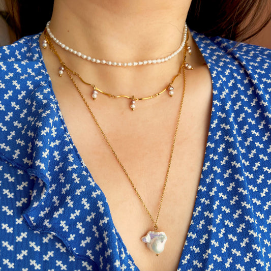 Maisy | Fliederweisse Mini-Perlen & filigrane Gliederkette - JK Jewelry & Accessories