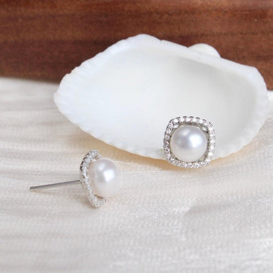 Josie|Zirkonia Quadrat mit Perle - JK Jewelry & Accessories