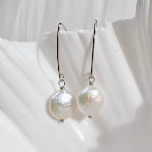 Rayne | Grosse Ohrhaken mit Knopf-Barockperlen - JK Jewelry & Accessories