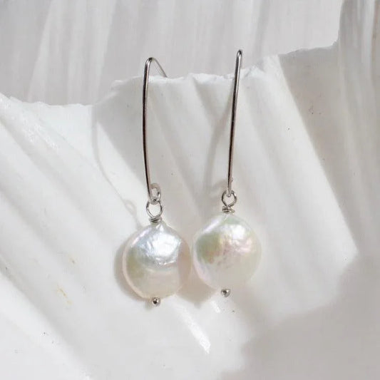 Rayne | Grosse Ohrhaken mit Knopf-Barockperlen - JK Jewelry & Accessories