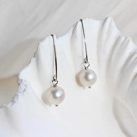 Jenna | Grosse Ohrhaken mit runden Perlen - JK Jewelry & Accessories