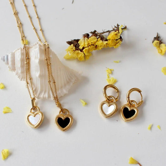 Bria | Doppelseitiges Perlmutt Herz Set - JK Jewelry & Accessories