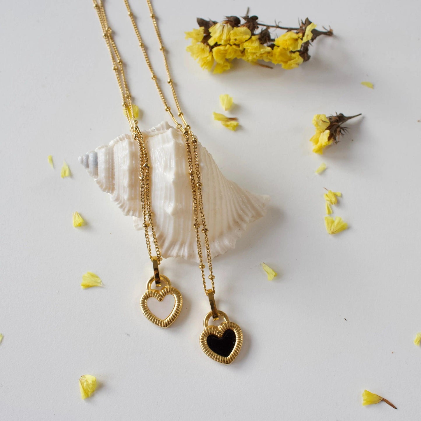 Bria | Doppelseitiges Perlmutt Herz Set - JK Jewelry & Accessories