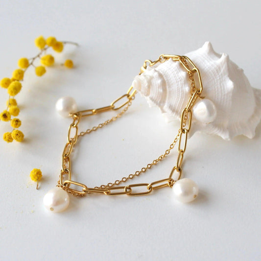 Doppelarmkette mit Barockperlen - JK Jewelry & Accessories