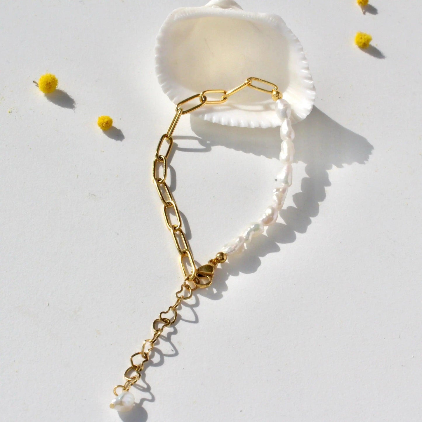 Doppelkette Blume & Barockperlen Set - JK Jewelry & Accessories