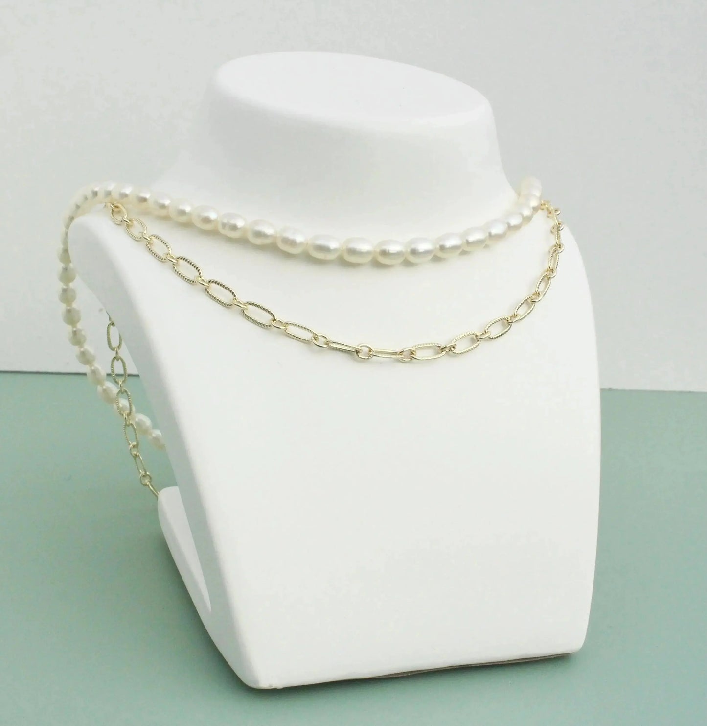 Doppelkette Perlen-/Ankerkette - JK Jewelry & Accessories