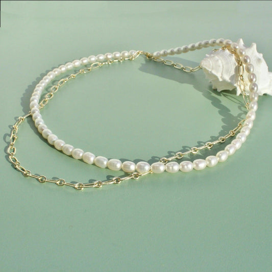 Doppelkette Perlen-/Ankerkette - JK Jewelry & Accessories