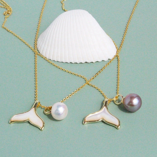 Echtperle und Perlmutt Fischflosse - JK Jewelry & Accessories