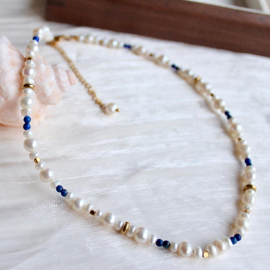 Gia|Lapis Lazuli & Perlen - JK Jewelry & Accessories
