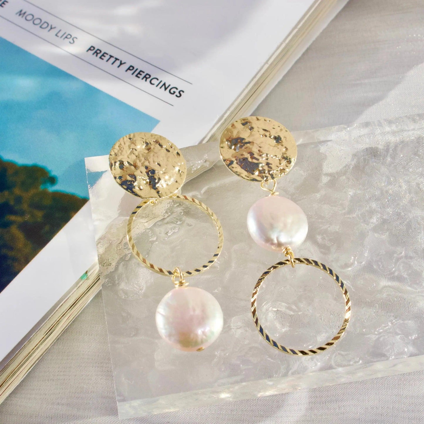 Madison |Glitzerring mit Knopf-Perle - JK Jewelry & Accessories