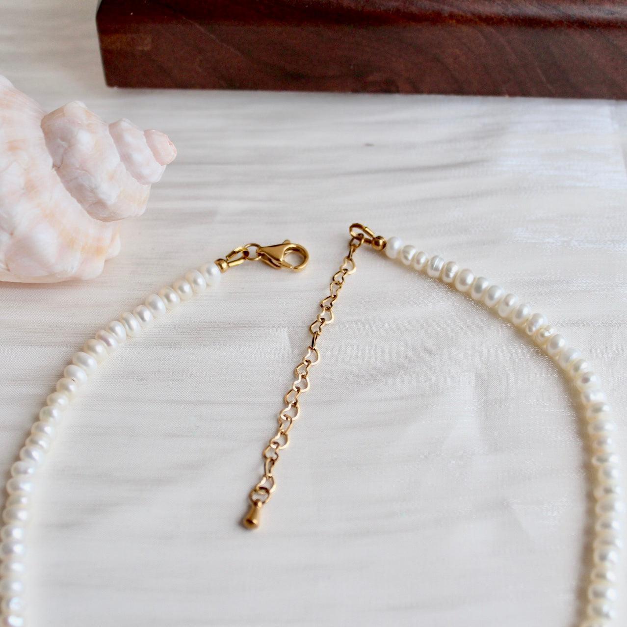 Mina|5mm klassische Perlenkette mit Zirkonia - JK Jewelry & Accessories