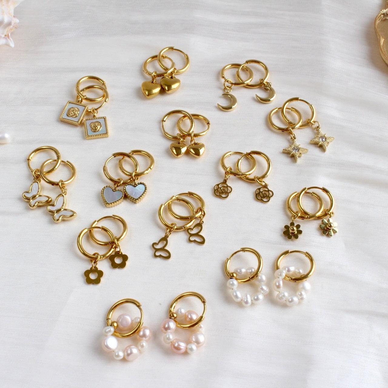 Olivia|Klassische Creolen mit Perlmutt-Herz - JK Jewelry & Accessories