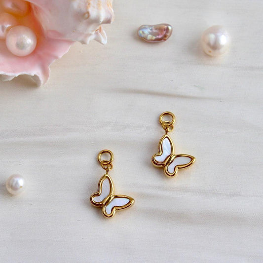 Olivia|Klassische Creolen mit Perlmutt-Schmetterling - JK Jewelry & Accessories