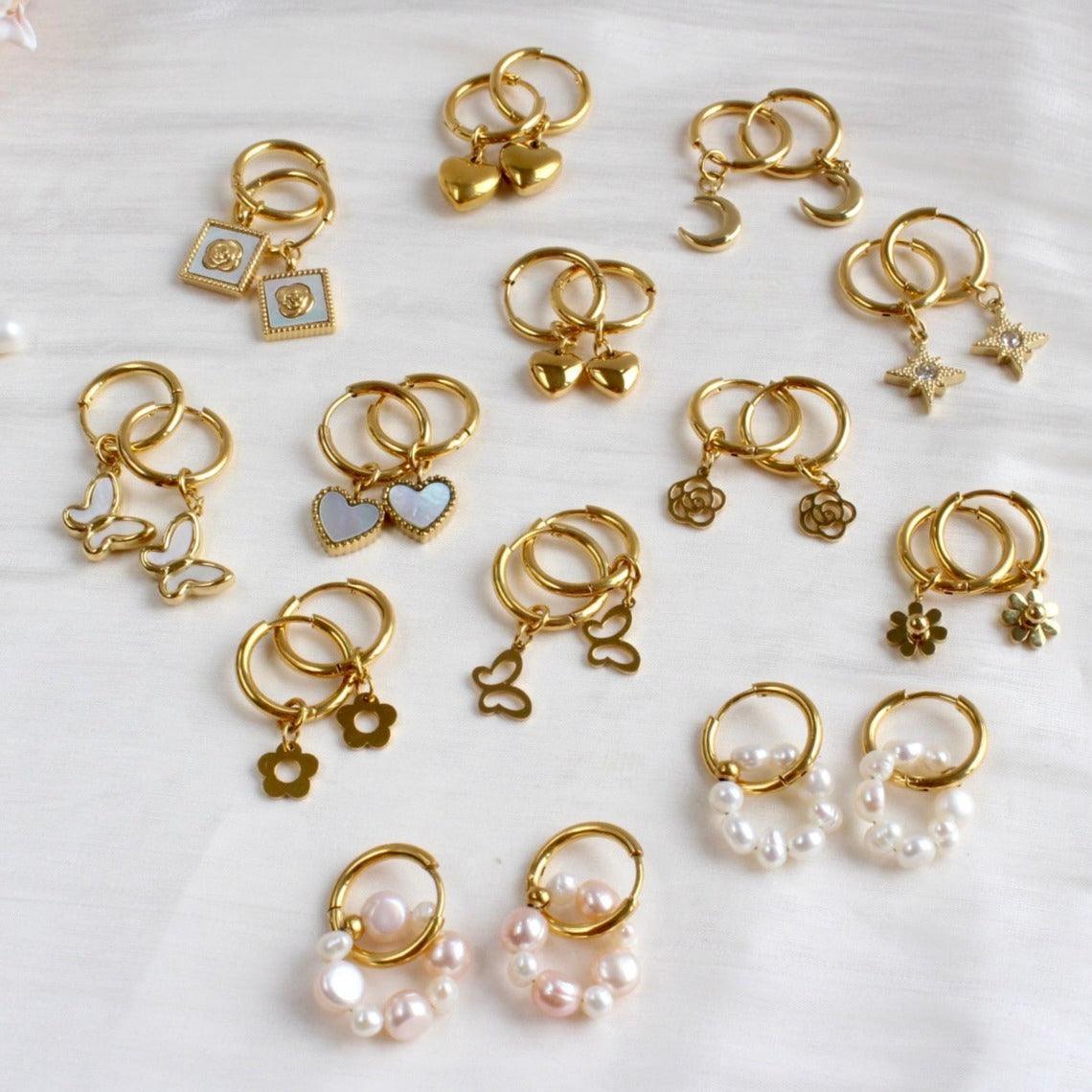 Olivia|Klassische Creolen mit Perlmutt-Schmetterling - JK Jewelry & Accessories