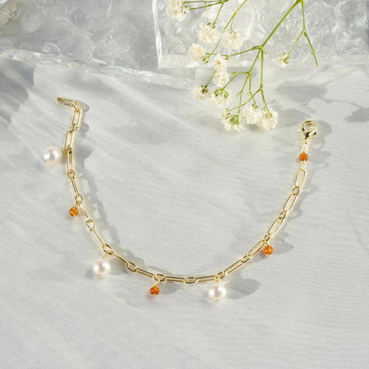 Oranger Granat & Perle - JK Jewelry & Accessories