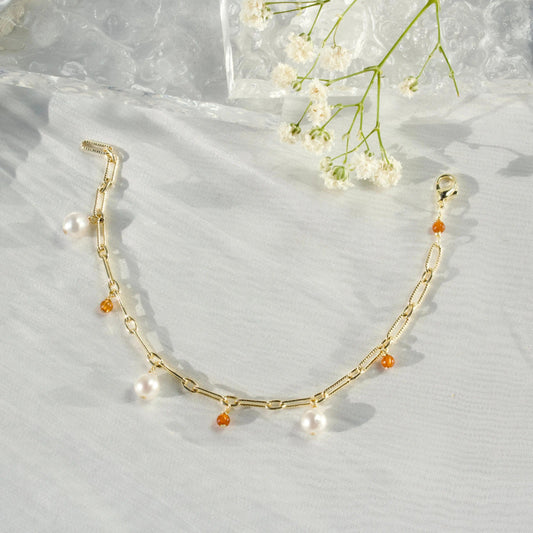 Oranger Granat & Perle - JK Jewelry & Accessories