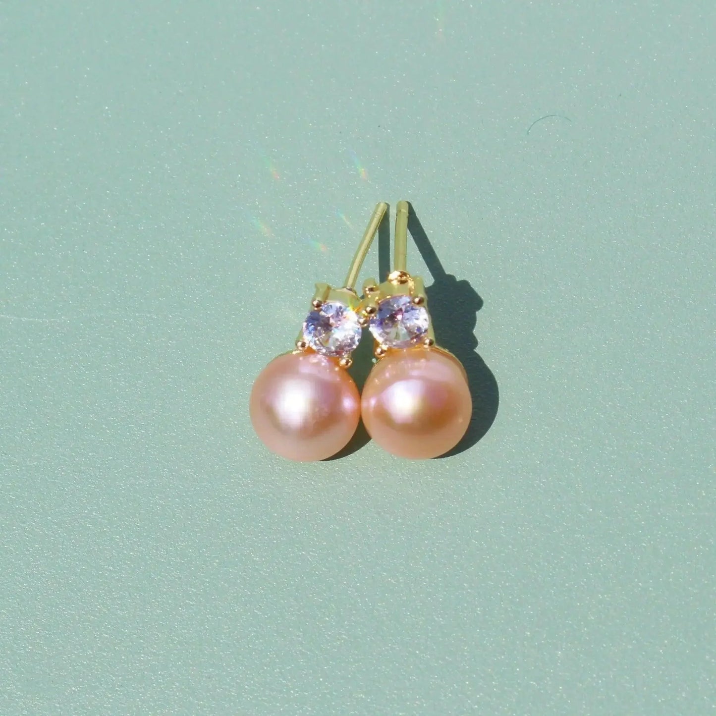 Quadratischer Zirkonia mit Perle - JK Jewelry & Accessories