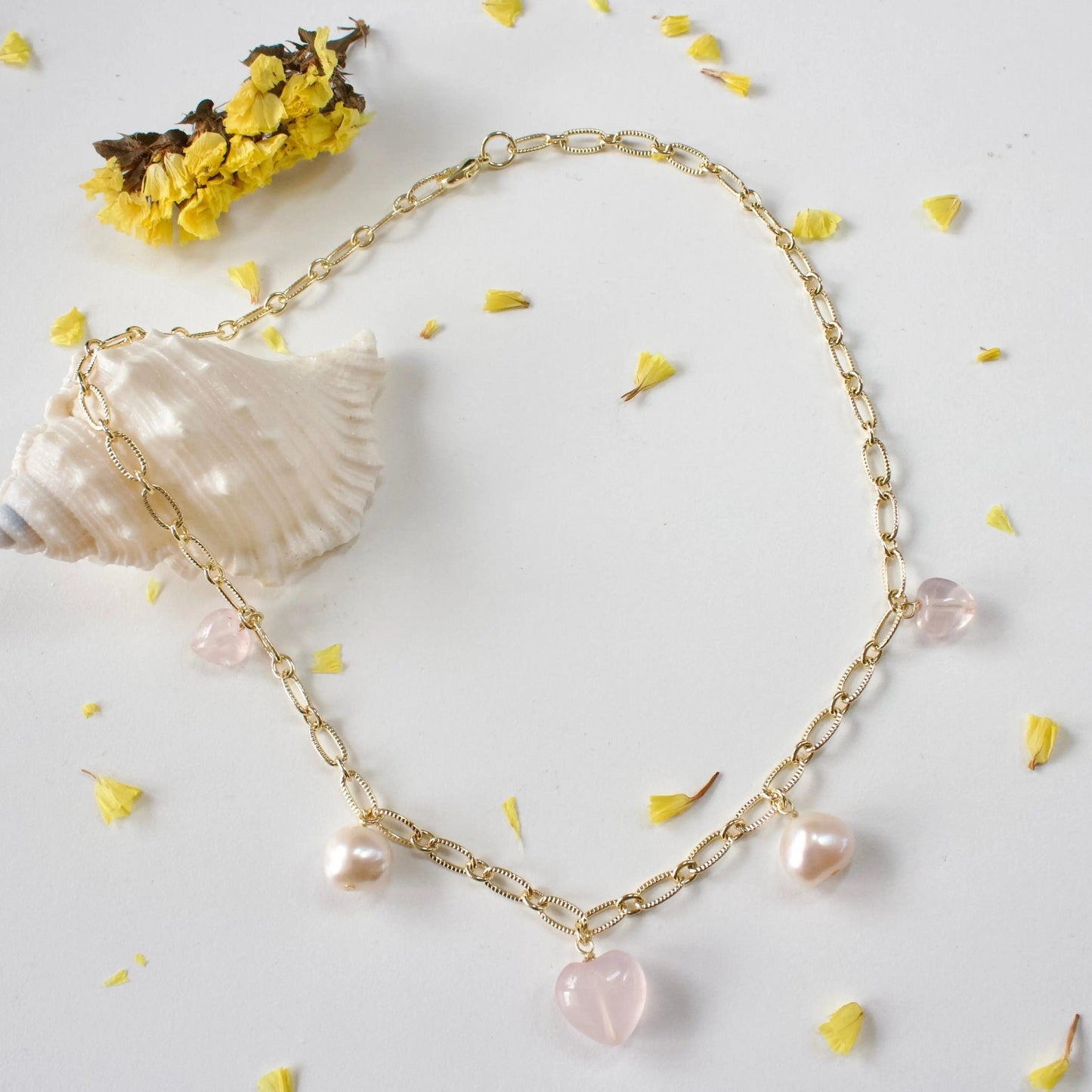 Serena | Rosa Kristallherzen & Barockperlen - JK Jewelry & Accessories