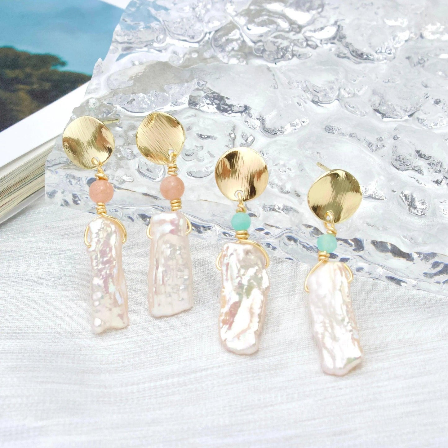 Sonnenstein & Amazonit mit Barockperlen - JK Jewelry & Accessories