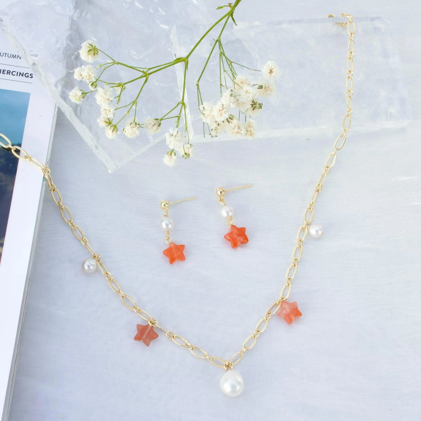 Stern Achat & Perle Set - JK Jewelry & Accessories