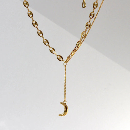 Y-Halskette mit hängendem Mond - JK Jewelry & Accessories