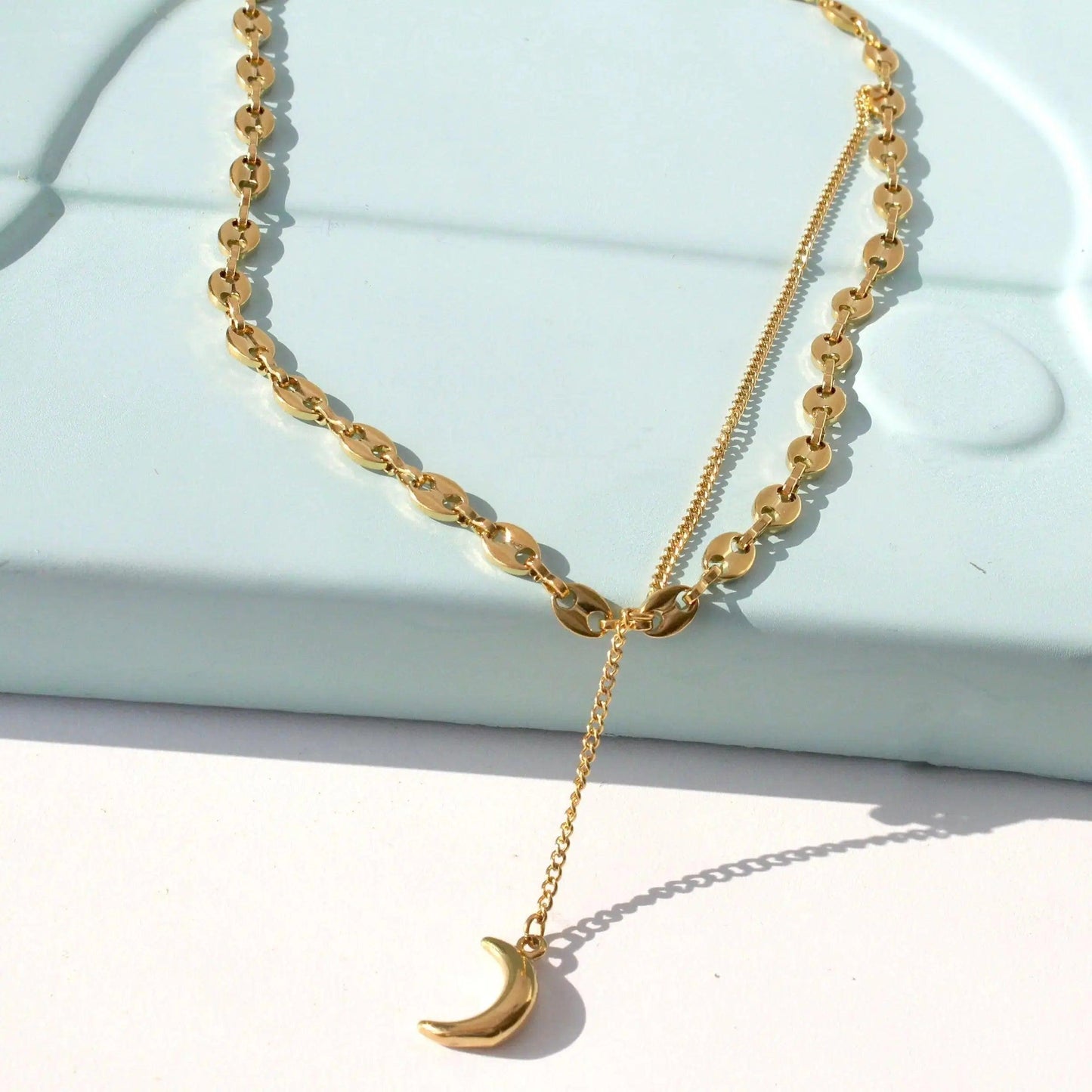 Y-Halskette mit hängendem Mond - JK Jewelry & Accessories