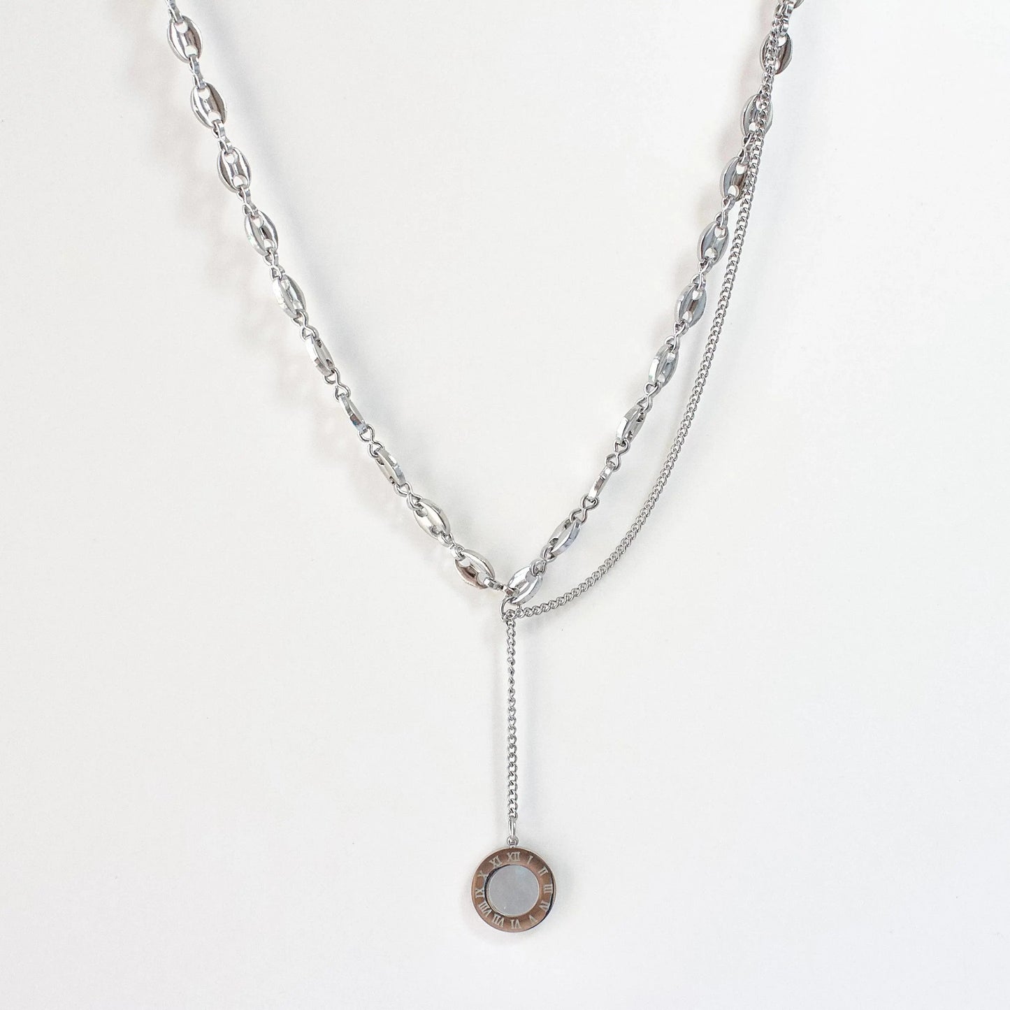 Y-Halskette mit rundem Perlmutt - JK Jewelry & Accessories