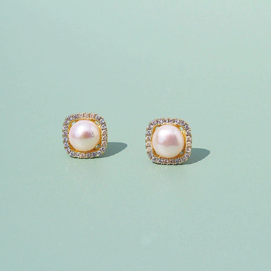 Josie | Zirkonia Quadrat mit Perle - JK Jewelry & Accessories