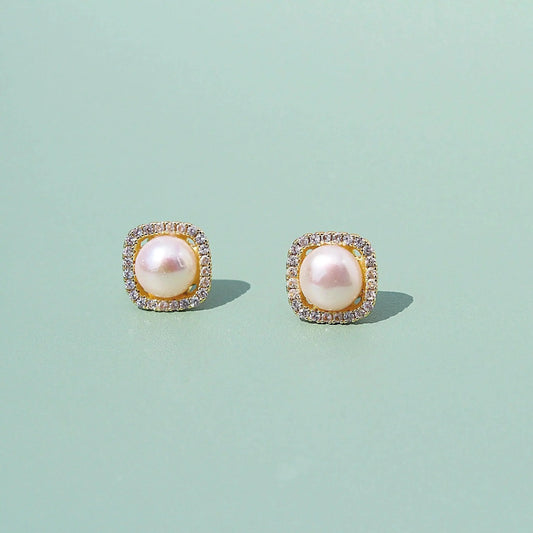 Josie | Zirkonia Quadrat mit Perle - JK Jewelry & Accessories