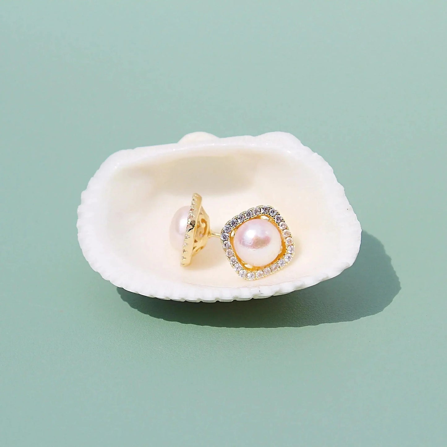 Josie | Zirkonia Quadrat mit Perle - JK Jewelry & Accessories