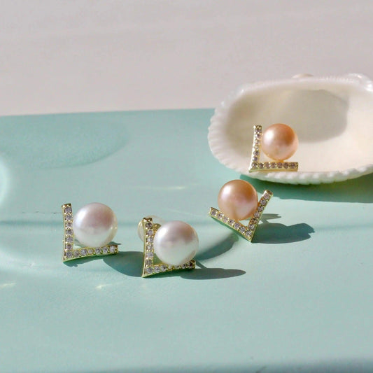 Zirkonia V mit Perle - JK Jewelry & Accessories