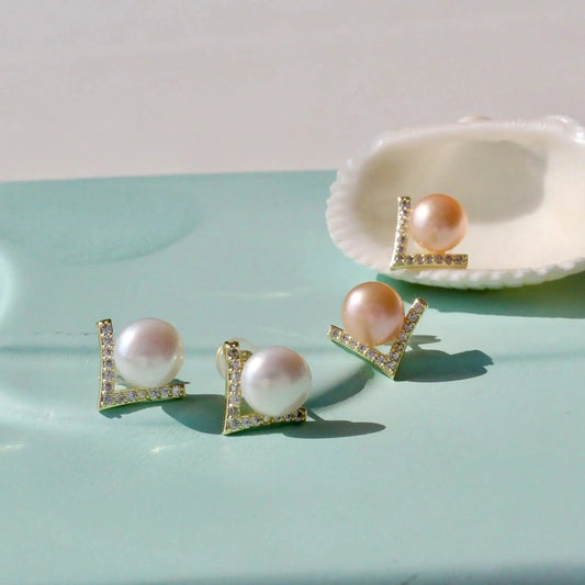 Zirkonia V mit Perle - JK Jewelry & Accessories